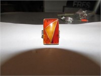 RING W/ ORANGE STONE - SIZE 8.5