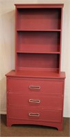 Painted solid birch three drawer chest hutch top,