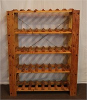 Pine forty bottle wine rack, 34.5 X 13.5 X 43"H