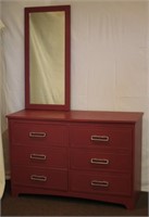 Painted solid birch six drawer dresser side mirror