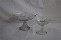 Depression glass pedestal 8.5" X 6" fruit bowl,