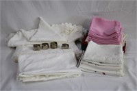 Bridge cloths, tablecloth, assorted napkins,