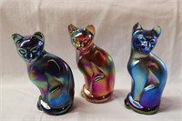 Three Fenton glass Cats 3"H