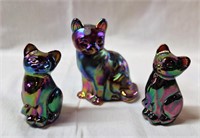 Three Cats, 3.5" hand painted by J. Wilson and