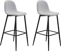Upholstered Bar Height Stool Chair with Metal Legs