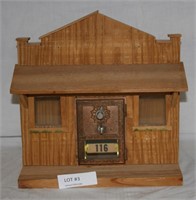 HANDCRAFTED WOOD BUILDING W/POSTAL BOX DOOR