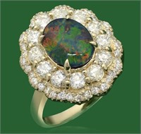 Certified 3.50 Cts Natural Opal Diamond Ring
