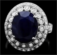 Certfified 6.05 Natural Blue Sapphire Diamond Ring
