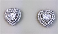 18 Kt Natural Heart Diamond Halo Earrings 1.60 Cts