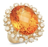 AIGL Certifidd Citrine Diamond Ring