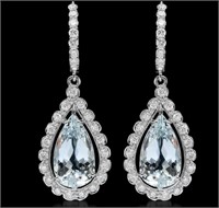 Certified 10.06 Cts  Aquamarine Diamond Earrings
