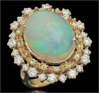 AIGL 11.80 Cts Natural Opal Sapphire Diamond Ring