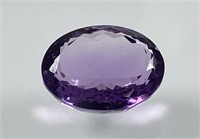 Certified 15.75 Cts Natural Oval Cut Amethyst