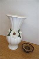 Slag Glass & Italy Capodimonte Vase