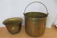 14"H & 9"H Brass Bucket & Planter