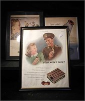 Three framed vintage Milky Way candy ads