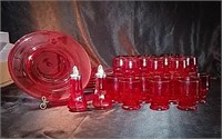Ruby red vintage Viking Ware service for 6,