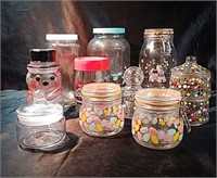 Glass jars and glass canisters with lids, some