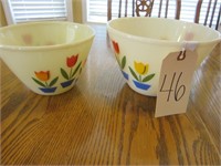 Fire King Hand Painted Nesting Bowls Tulip Pattern