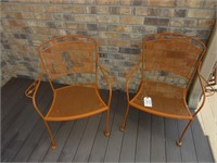 2 Orange Wrought Iron Chairs