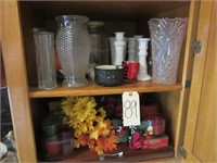 Misc. Vases & Flowers Inside Cabinet