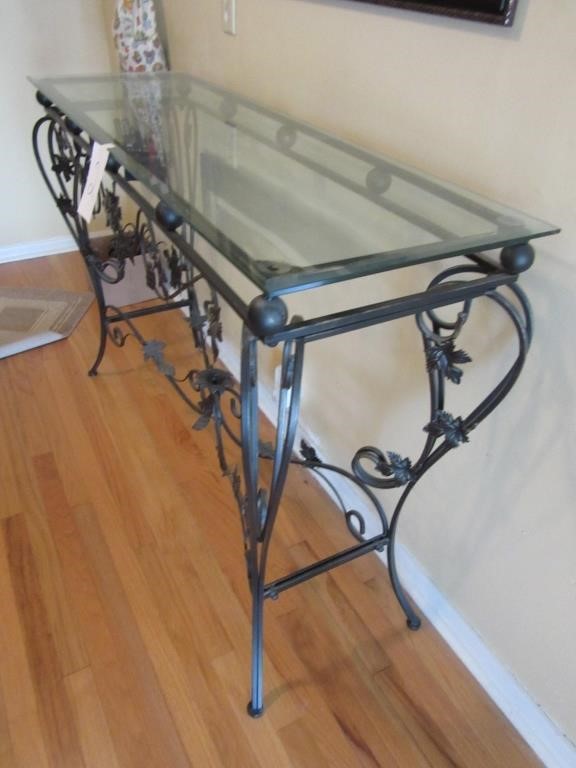 Glass Top Iron Table