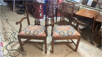 Pair of Mahogany Chinese Chippendale Arm Chairs