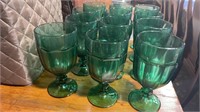 Set of Twelve Green Goblets