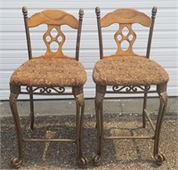 (2) Counter Height Metal & Wood Chairs