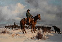Art Original Oil ‘Cattle Drive’ Harold Lyon