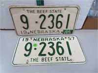 Pair 1957 Nebraska License Plates 9-2361
