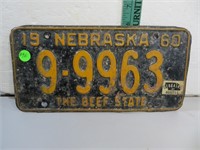 1960 Nebraska License Plate 9-9963