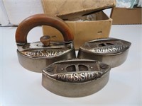 Antique Potts (Set of 3) Sad Irons with Original