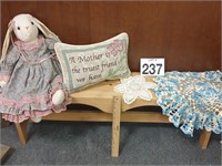 Victorian bench decorative pillow victorian bunny