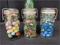Vintage Wire Lid Jars with Marbles