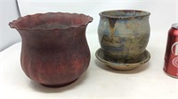 Pottery and metal planters