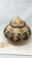 Woven Indian style basket with lid