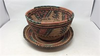 Indian styled woven tray and bowl