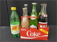 Vintage Coke Cardboard Carrier with NOS Bottles