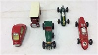 Five tiny toy cars