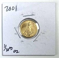 2001 Gold 1/10 American Eagle .999 Fine, U.S.