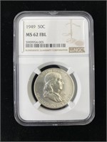 1949 Franklin Silver Half Dollar, NGC FBL MS-62