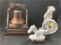 Liberty Bell Advertising, Dog Clock, Metal Horse