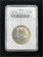 1965 Kennedy Half Dollar, DDO ANACS MS-67