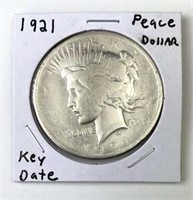 1921 Peace Dollar Key Date, Hot Coin, Scarce
