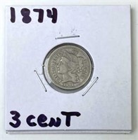 1874 Three Cent Nickel 3CN