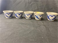 5 Contemporary Stoneware Heart Small Crocks