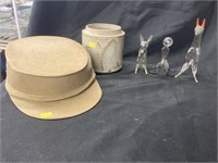Glazed Ceramic Storage Jar, Vintage Hat
