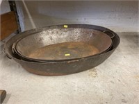 3 Vintage Oval Metal Pans
