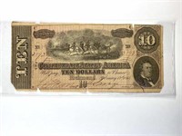 $10 Confederate States of America Note, Low Grade